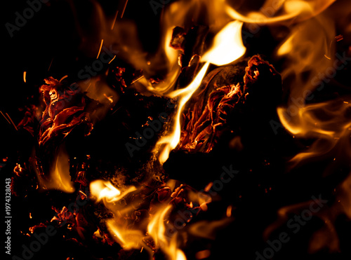 A close up of a fire with a lot of smoke