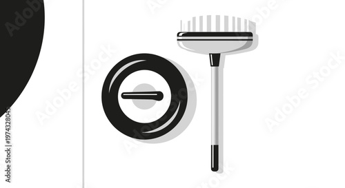 Cleaning Tool Set Icon With Broom And Lid For Freshness