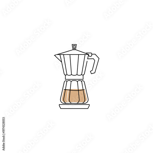 Coffee maker with brewed coffee on a white background  