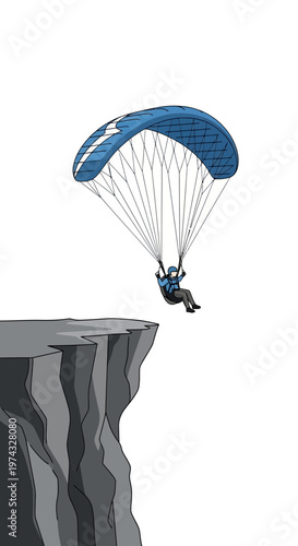Cliff Paragliding Adventure Thrill Seeking Skydiving Descent