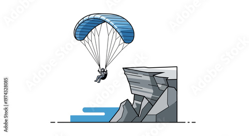 Cliffhanger Paragliding Adventure Extreme Sport Illustration