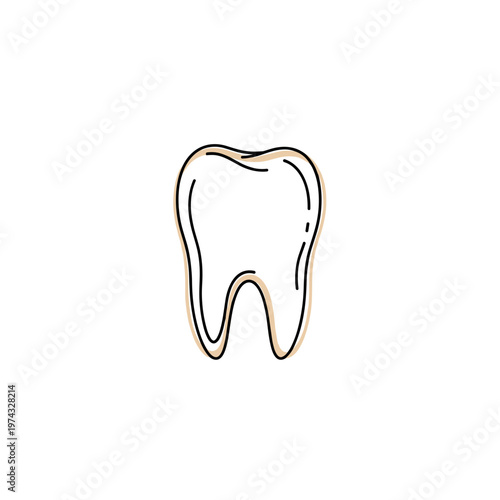 Simple dental tooth icon in black outline on white background  