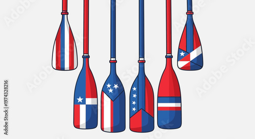 Colorful Nautical Oars With Patriotic Designs On A White Background