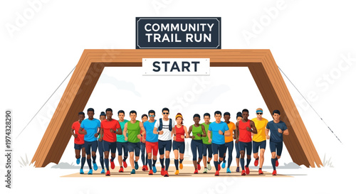 Community Trail Run Start Line Diverse Athletes Racing Vibrant
