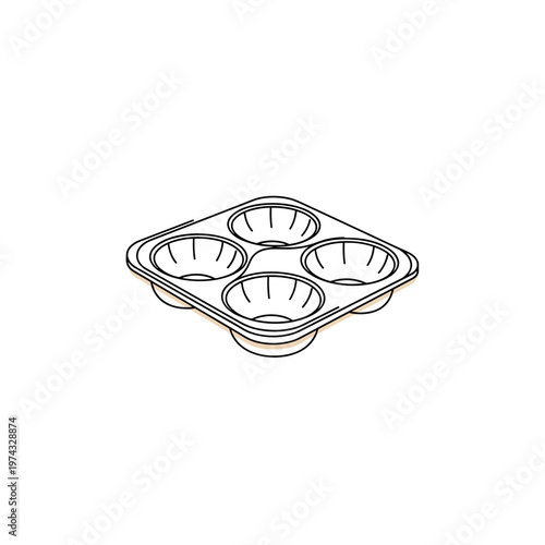 Muffin baking tray with four compartments in simple design  