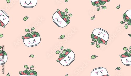 Cute healthy salad pattern background vector design