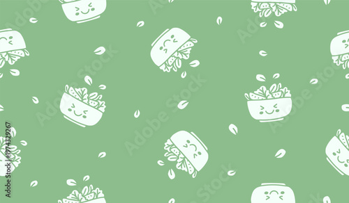 Cute healthy salad pattern background vector design