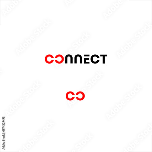 Bold sans-serif wordmark "Connect" featuring double-loop infinity symbol replacing letter O, ideal for technology, communication, networking, partnership, and digital platform brand identity or corpor
