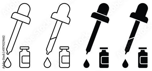 Dropper with Liquid Drip Detail and Clean Minimal Design Vector.