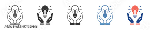 Graphic concept of hands holding an illuminated lightbulb, representing the nurturing of bright ideas, fostering innovation, and the power of creative thought and invention