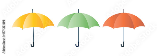 Umbrella icon set vector illustration design element for weather rain protection monsoon season and outdoor accessories concept