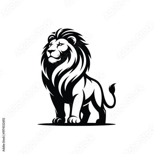Black and white lion with long mane animal wildlife