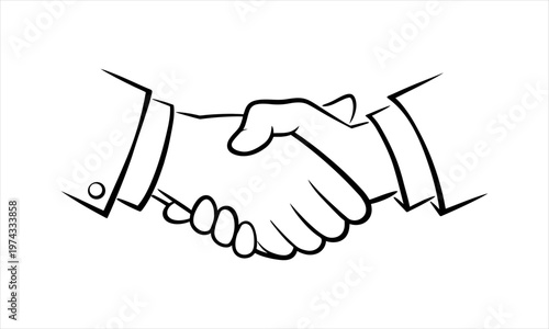 Handshake line art for business partnership, agreement, and collaboration