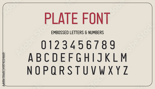 License plate font letters and numbers Car license plate writing style. vector illustration
