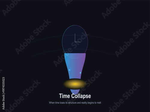 Time Collapse Concept Vector Illustration with Clock and Melting Effect