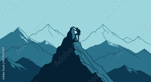 Conquering Mountain Peaks Symbolic Journey Ascent To Summit