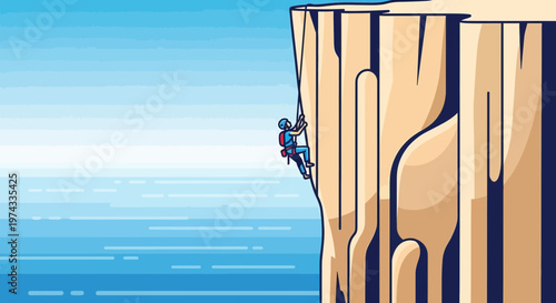 Conquering The Summit Cliffside Ascent Of A Determined Climber