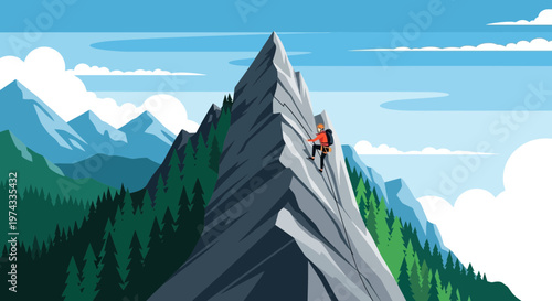 Conquering Summits Bold Climber Ascends Rugged Mountain Peak
