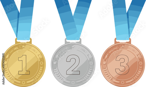 Three blue arrows pointing to numbered gold coins labeled 1 2 and 3 on white background numbered coins