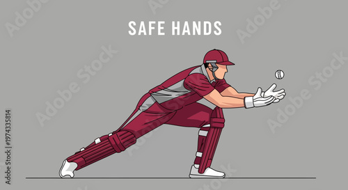 Cricket Player In Action Ready To Catch The Ball