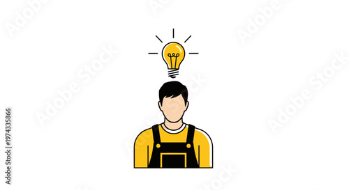Creative Professional Idea Lightbulb Above Head Illustration