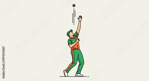 Cricket Player Reaching For A High Catch With Determination