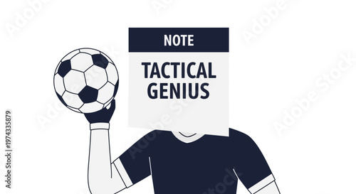 Creative Soccer Strategy Concept Displayed with a Football and a Note