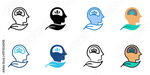 Exposure therapy icons set multiple style collection. Editable stroke 
