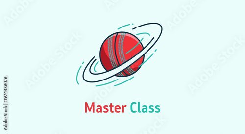 Cricket Ball Orbiting Iconic Master Class Emblem