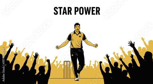 Cricket Star Celebrates With Adoring Crowd Showing Their Enthusiasm