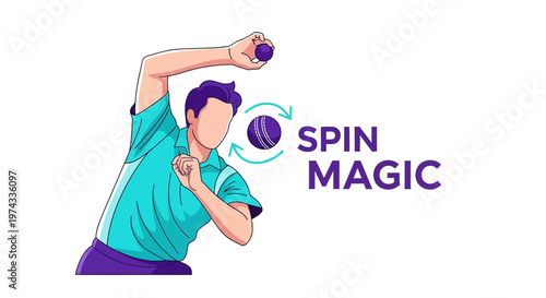 Cricket Spinner Bowler Unleashing Spin Magic With Baseball