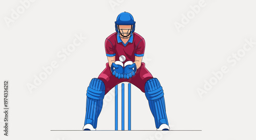 Cricket Wicket Keeper Ready To Catch Ball And Defend Wickets