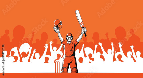 Cricket Champion Celebrates Victory With Adoring Crowd Cheering Loudly