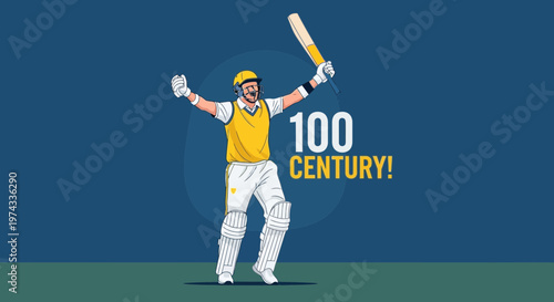 Cricketer Celebrating A Milestone Score Of One Hundred Runs With Jubilation