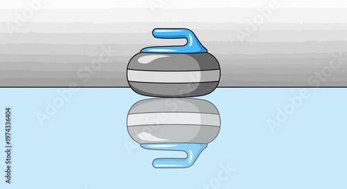 Curling Stone Reflection On A Frozen Surface Ice Sport Equipment Illustration