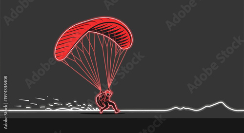 Crimson Winged Adventurer Soaring Above Serene Landscape