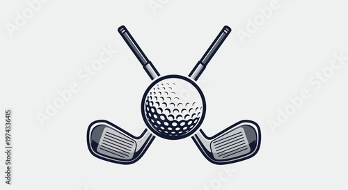 Crossed Golf Clubs And Ball Emblem Vector Graphic Art