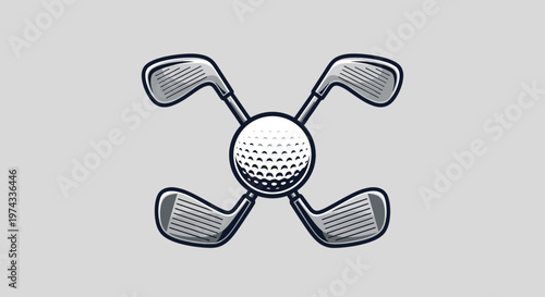 Crossed Golf Clubs And Ball Icon Graphic Element