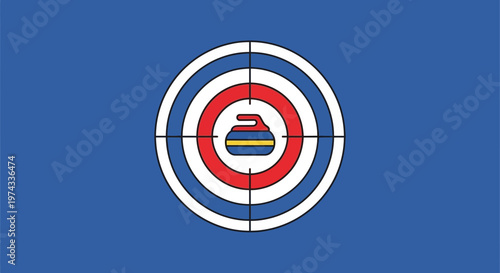 Curling Stone Target Aim Sport Graphic Design Minimalist