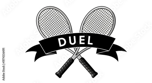 Crossed Tennis Racquets With Duel Banner Graphics