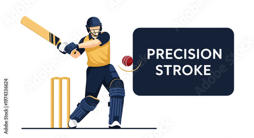 Cricket Player Executes a Precise Shot with Focused Intensity