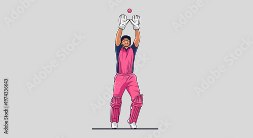 Cricket Player In Action Catching A Ball For Sports Entertainment
