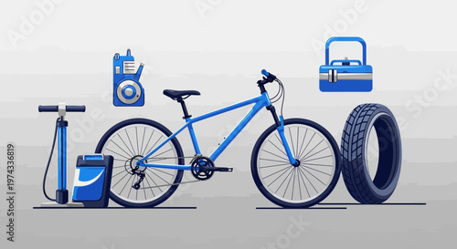 Cycling Gear Maintenance And Repair Collection Flat Design Style