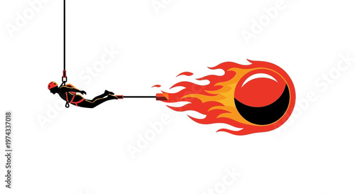 Daredevil Astronaut Propelled By Fiery Rocket Towards Cosmic Goal