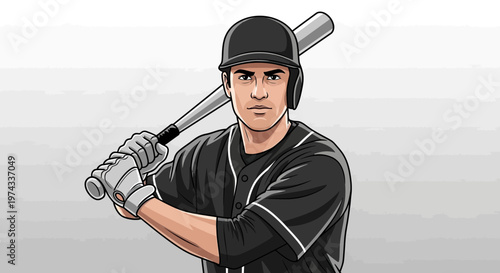 Determined Baseball Player With Bat Ready To Swing Awaiting The Pitch