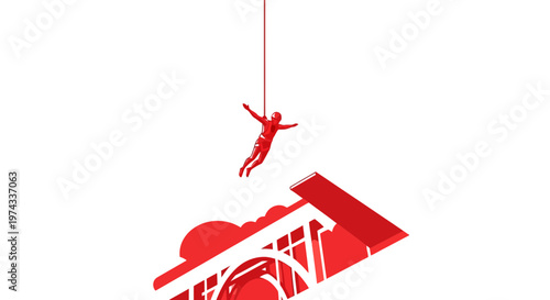 Daredevil Diver Plummets Towards Abstract Architectural Structure