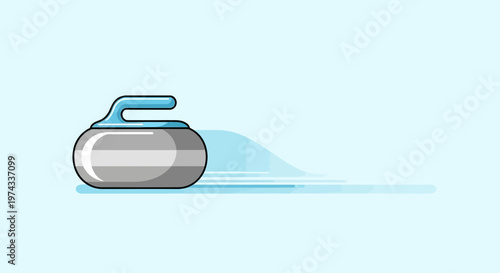 Curling Stone Gliding On Ice Representing Winter Sport Motion