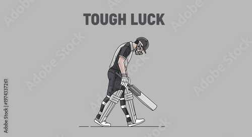 Dejected Cricket Player Walking Off Field Illustration Sadness Defeat