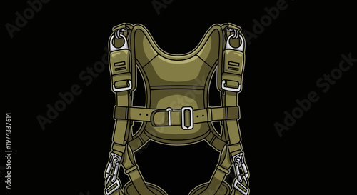 Detailed Illustration Of A Parachute Harness Ready For Use