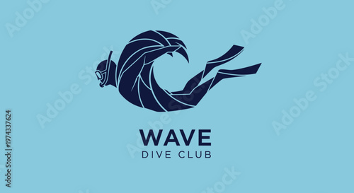Dive Into Adventure With A Striking Wave And Diver Logo Design